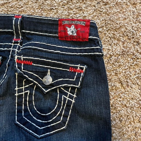 Super cute low waisted true religion jeans with red stitching! - Picture 3 of 5